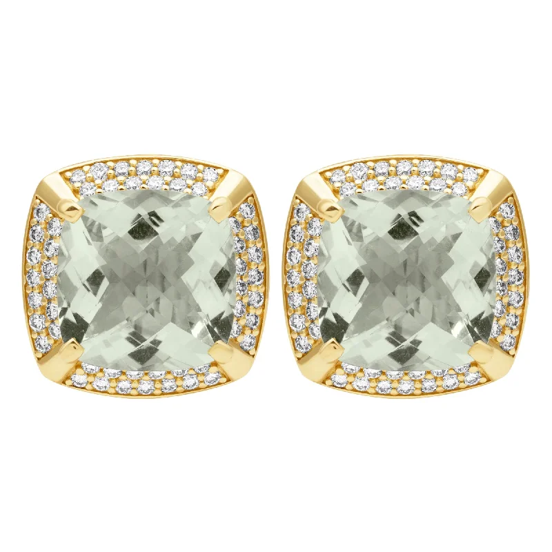 Round Earrings for Every Occasion-Earrings - Green Quartz And Diamond (2399F)