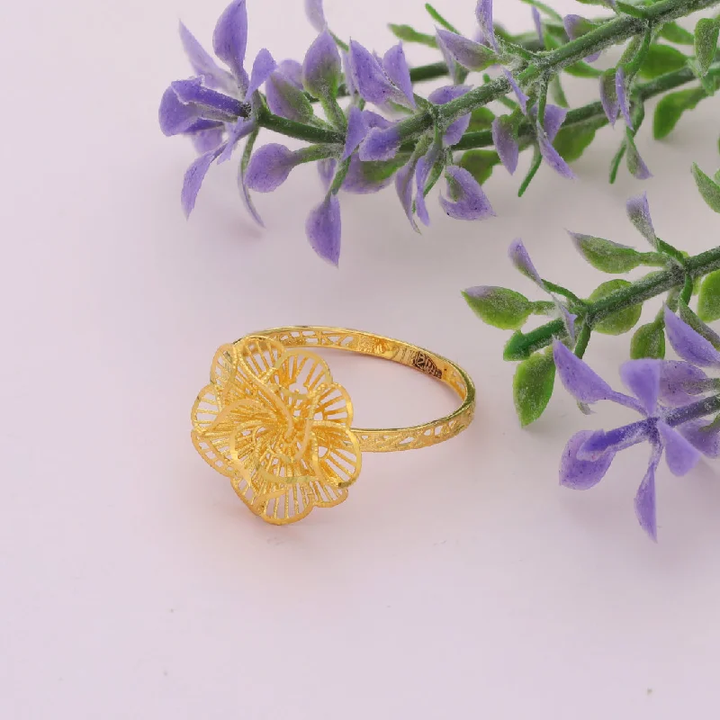 Personalized Birthstone Ring for Brides-Gold Traditional Flower Design Ring 21KT - FKJRN21KM9681