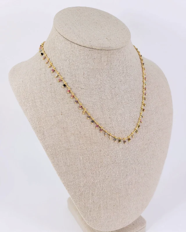 Artistic Gemstone Necklace-Tourmaline Trimmed Necklace