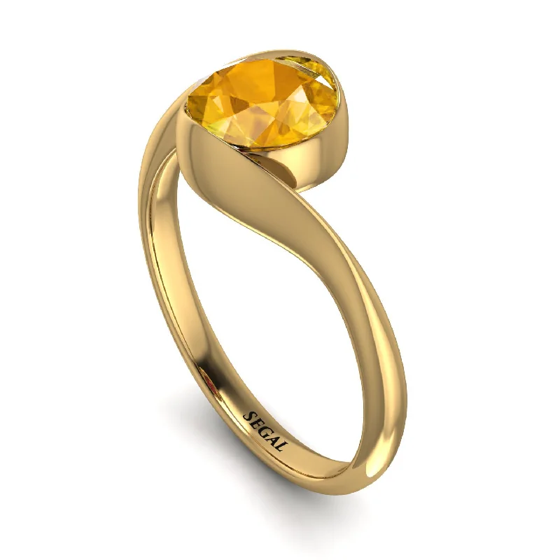 Customizable Promise Ring-Vintage Bezel Twist Yellow Diamond Ring - Everly No. 1001