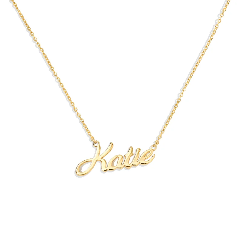 Elegant Wedding Necklace for Brides-Handwritten Script Nameplate