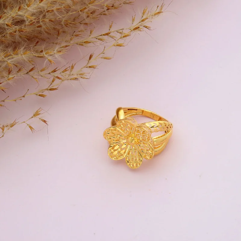 Elegant Gold Ring for Brides-Gold Fancy Flower Shaped Ring 21KT - FKJRN21KM9702