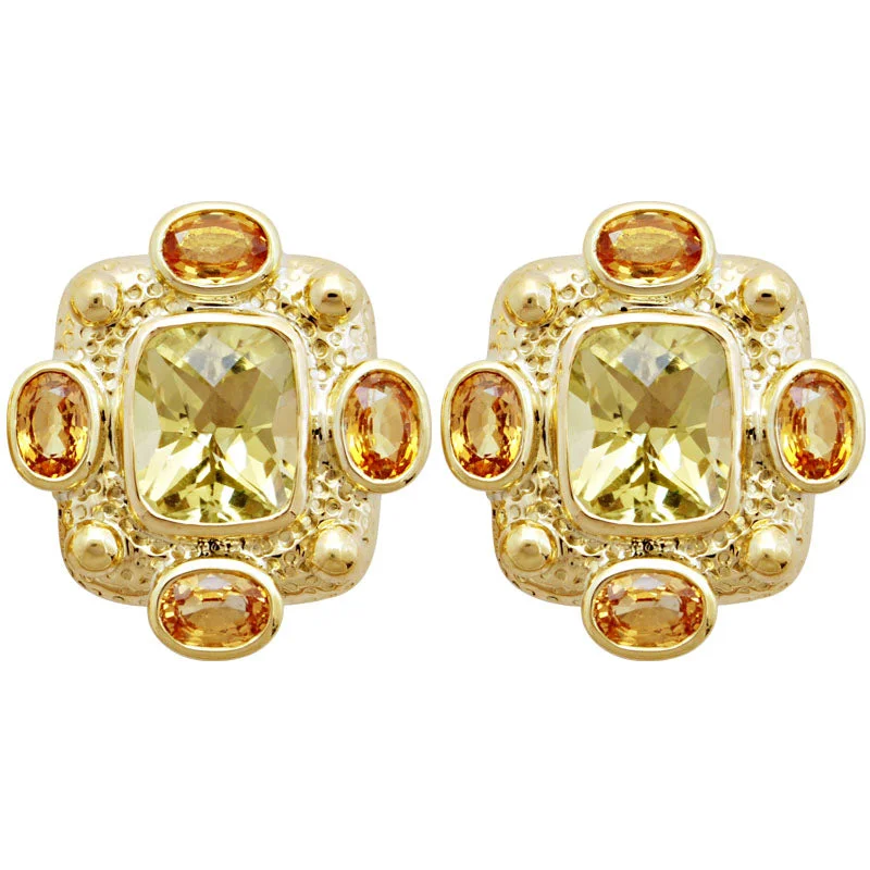 Funky Earrings for Casual Styles-Earrings- Lemon Quartz & Yellow Sapphire