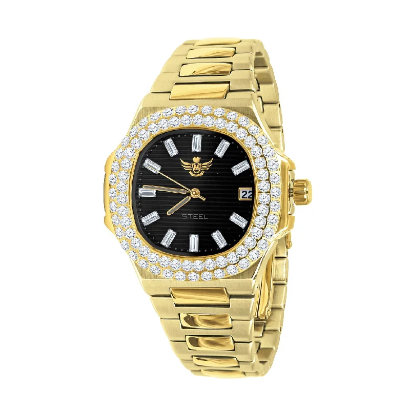 Luxury Watches for Anniversary Gifts-Modern Stainless Steel CZ Bezel Sports Watch