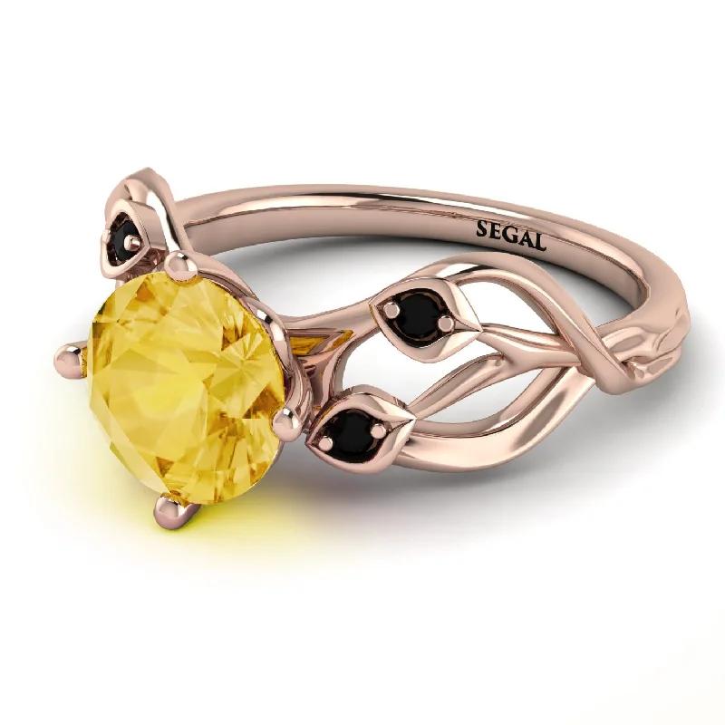 Elegant Silver Engagement Ring-Citrine Blossom 14K Golden Nature Inspired Engagement Ring - Haley No. 608