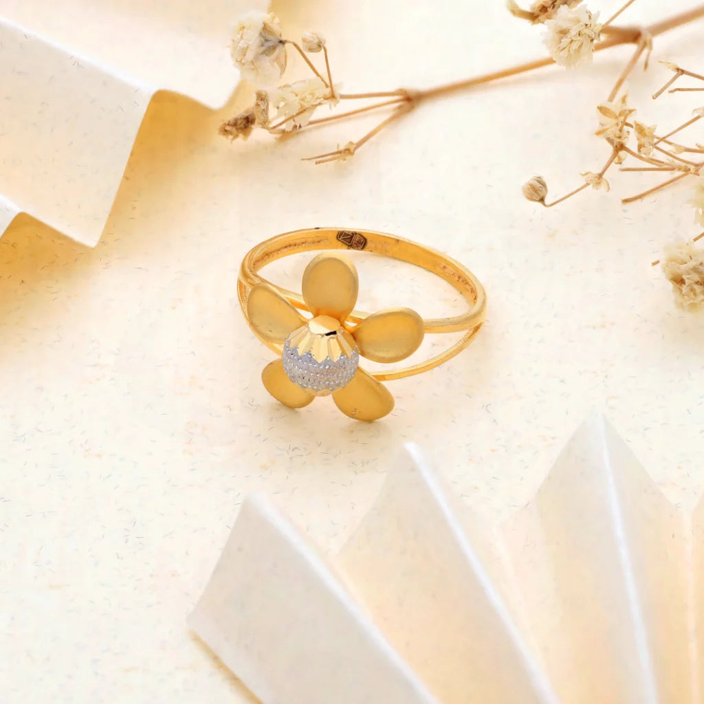 Silver Stackable Rings for Fashion-Gold Open Flower Ring 21KT - FKJRN21KM8508