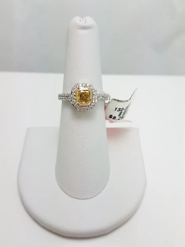 Multi-Gemstone Engagement Ring-New! Natural Fancy Yellow Diamond 18k Gold Engagement Ring