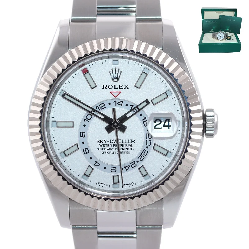 Watch Sets for Men and Women-MINT 2022 Rolex Sky-Dweller Steel White Gold Fluted Bezel 326934 42mm Watch Box