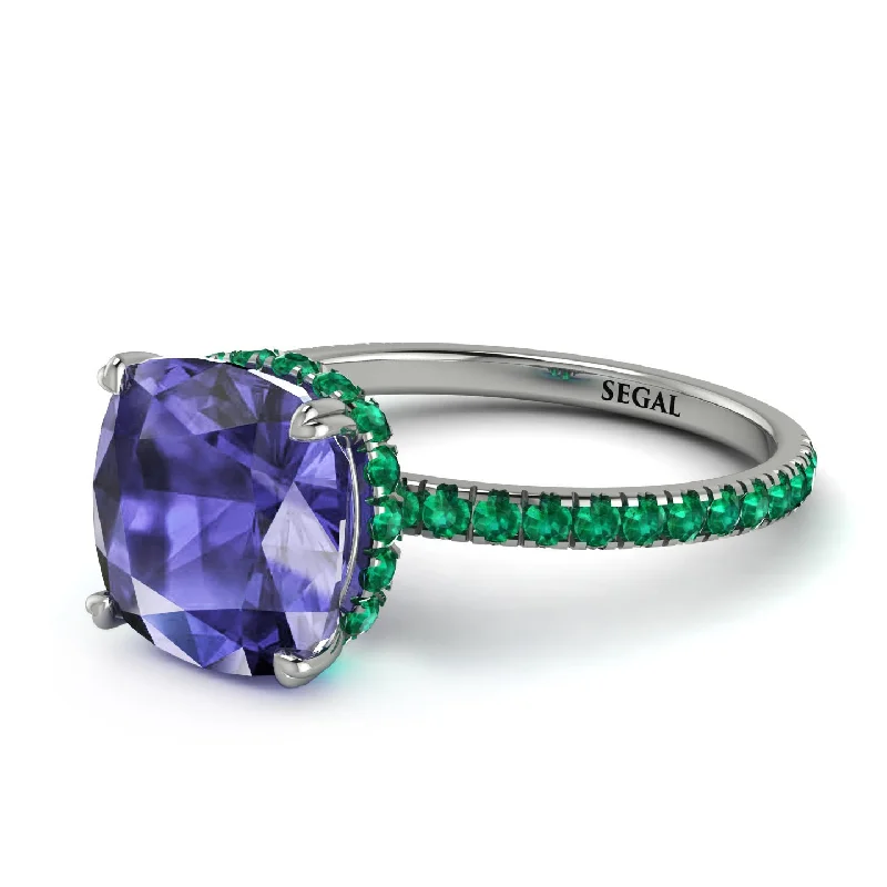 Custom Engagement Ring for Bold Women-Cushion Hidden Tanzanite Ring - Nova No. 206