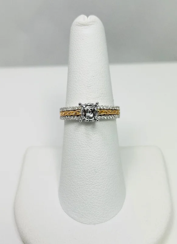 Unique Gemstone Ring-New! 18k Two Tone Gold Natural Diamond Ring Mount