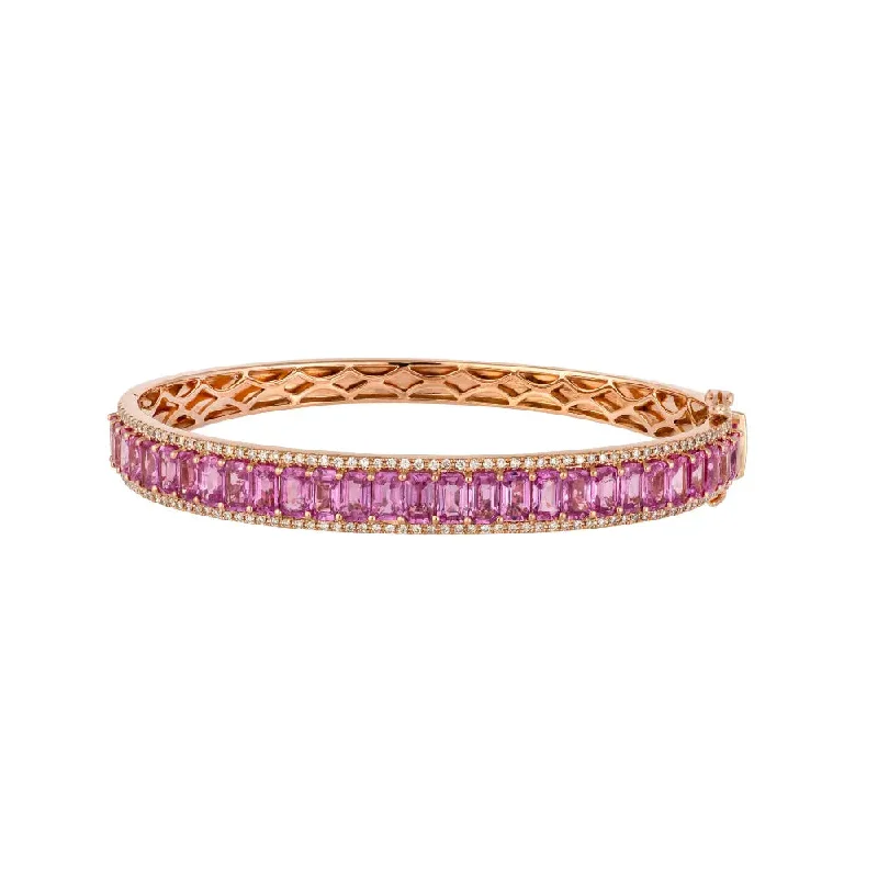 Custom Bangles with Personalized Charms-Pink Sapphire and Diamond Bangle