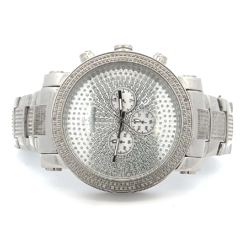 Solar-Powered Watches for Men and Women-Pave Chrono Dial Real Diamond Hip Hop Watch