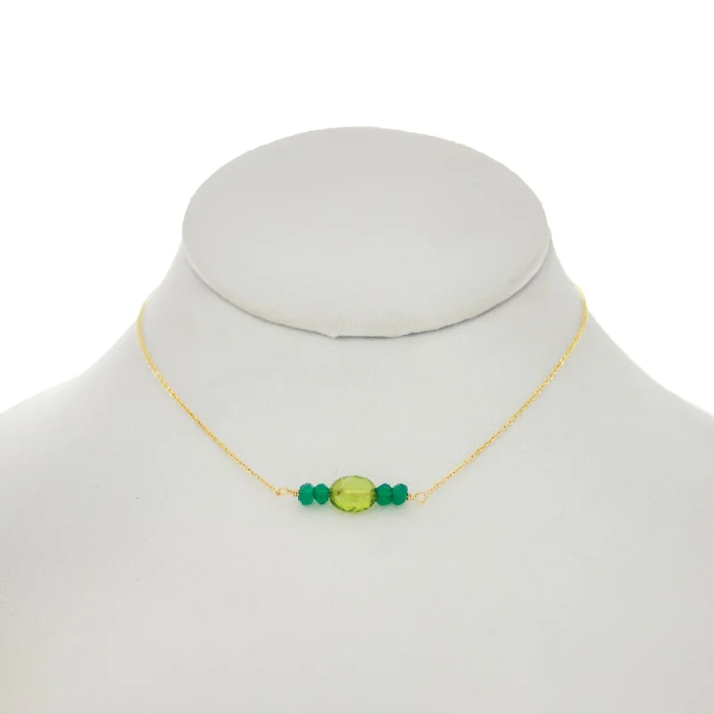 Beautiful Necklace for Evening Party-Shamrock Green - Oval Peridot with Green Onyx Necklace