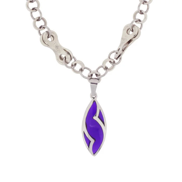 Unique Handmade Necklace-Stainless Steel Purple Pendant Necklace - Wholesale