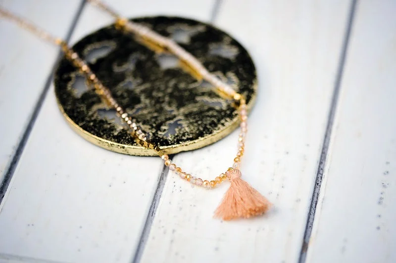 Rose Gold Pendant Necklace for Brides-Blush Calypso Necklace