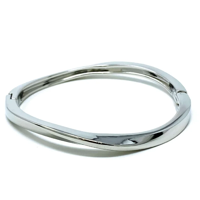 Adjustable Bangles for Weddings-Hinged Silver Bangle Bracelet