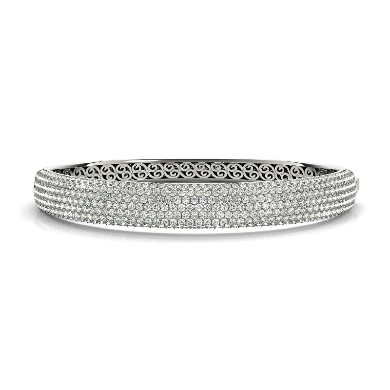 Gemstone Bangles for Weddings and Events-6.75 ctw Multi Row Diamond Pave Set Bangle Bracelet