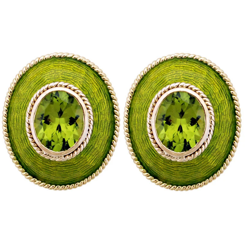 Large Silver Earrings-Earrings- Peridot (Enamel)