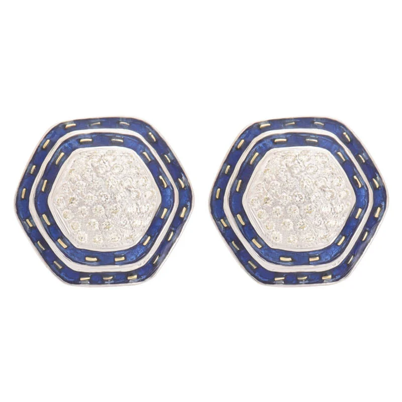 Statement Silver Earrings for Bold Style-Earrings- Diamond (Enamel)