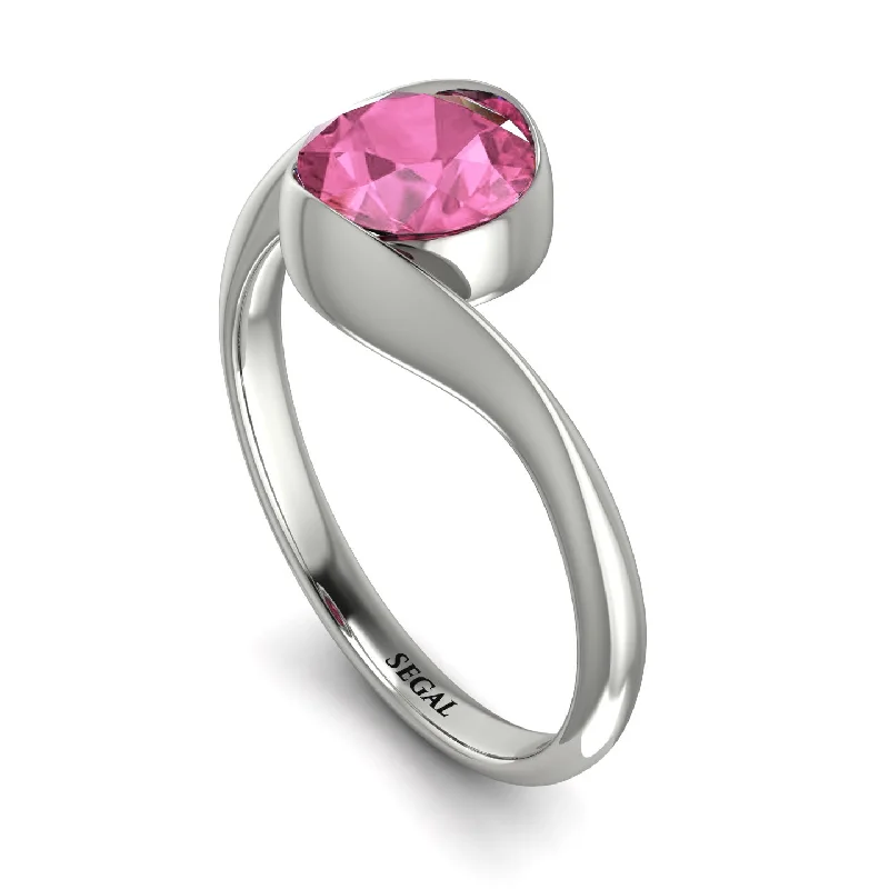 Sterling Silver Ring for Men-Vintage Bezel Twist Pink Moissanite Ring - Everly No. 803