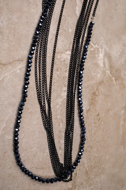 Choker Necklace with Charm-Midnight Beaded Necklace