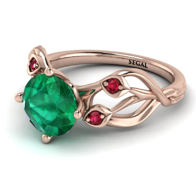 Unique Wedding Ring for Him and Her-Emerald Blossom 14K Golden Nature Inspired Engagement Ring - Haley No. 50