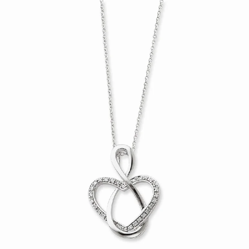 Artistic Necklace for Fashion Lovers-Sterling Silver & CZ Lifetime Friend, Infinity Heart Necklace, 18 Inch