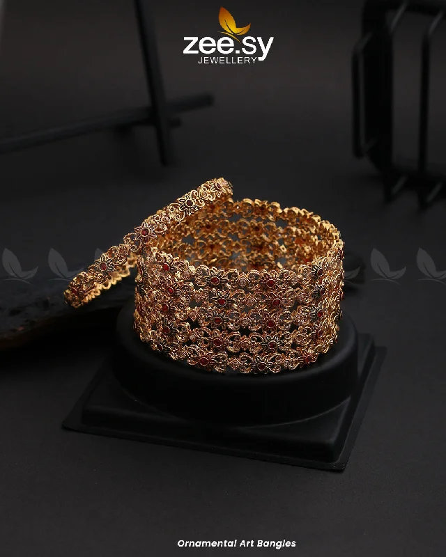 Designer Bangles for Formal Occasions-Ornamental Art Bangles