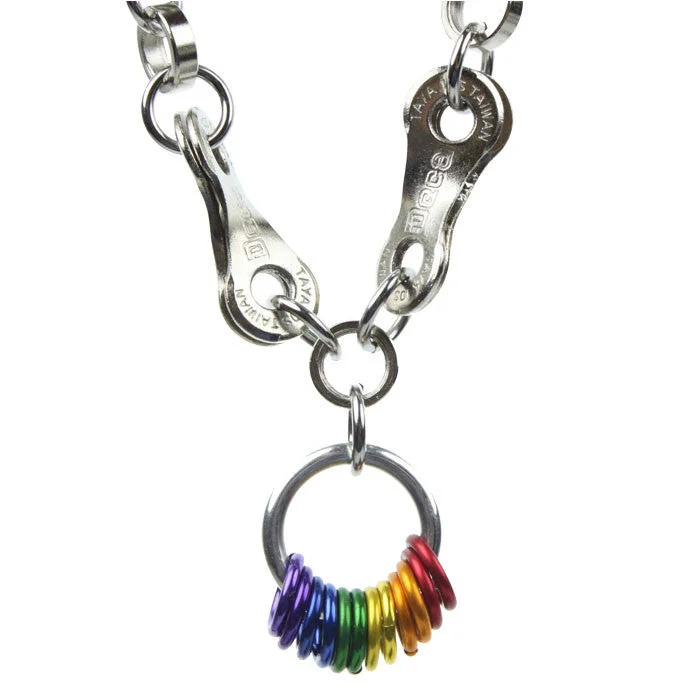 Classic Gold Necklace for Weddings-Stainless Steel Rainbow Drop Necklace - Wholesale