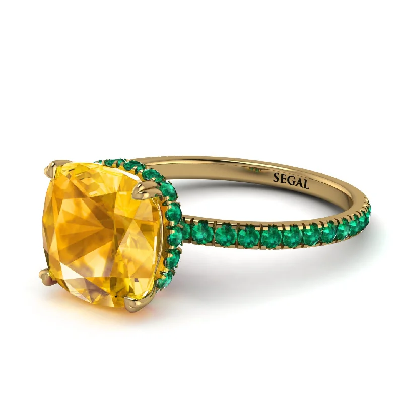 Birthstone Ring for Custom Jewelry-Cushion Hidden Yellow Diamond Ring - Nova No. 1004