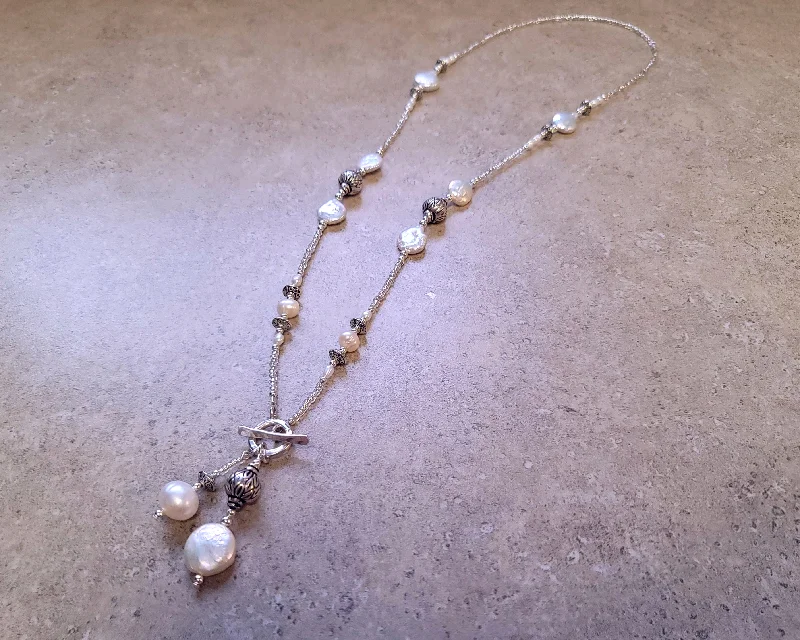 Statement Necklace for Women-Toggle Pearl Necklace