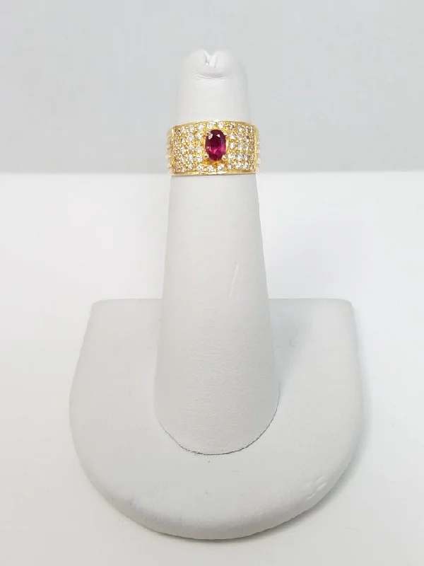 Elegant Diamond Wedding Ring-Elegant 18k Yellow Gold Natural Ruby Diamond Custom Ring