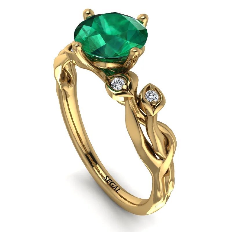 Simple Gemstone Ring for Fashion-14K Gold Radiant Emerald Flower Harmony Ring - Autumn No. 4