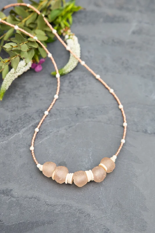 Long Pendant Necklace-Jasmine Blush Necklace