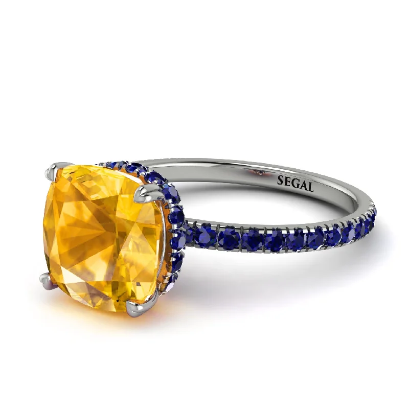 Simple Gold Ring for Women-Cushion Hidden Yellow Diamond Ring - Nova No. 1015