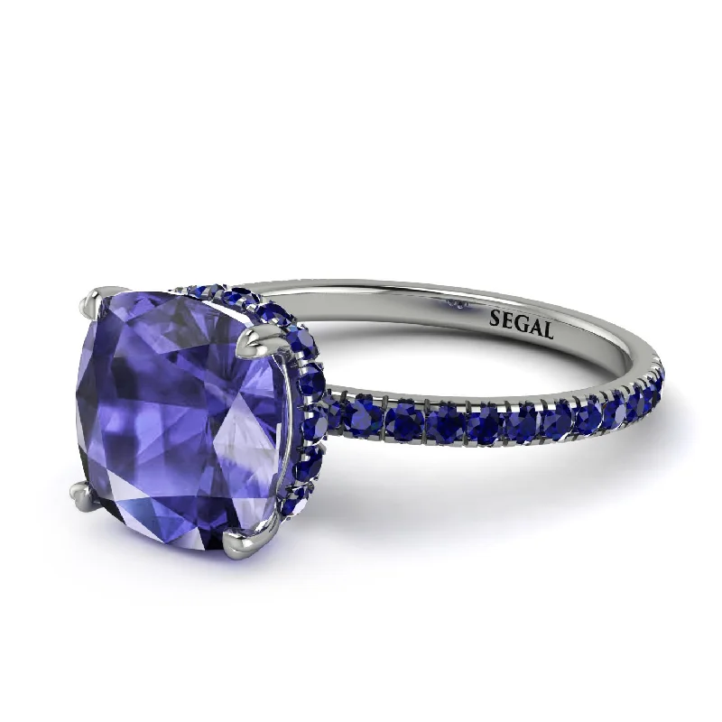 Classic Ruby Ring for Engagement-Cushion Hidden Tanzanite Ring - Nova No. 215