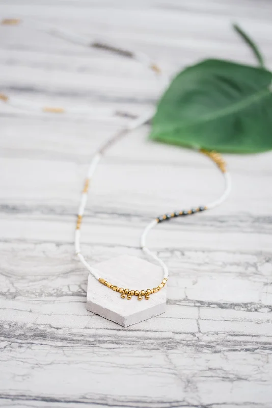 Personalized Name Necklace-White & Gold Stacking Necklace