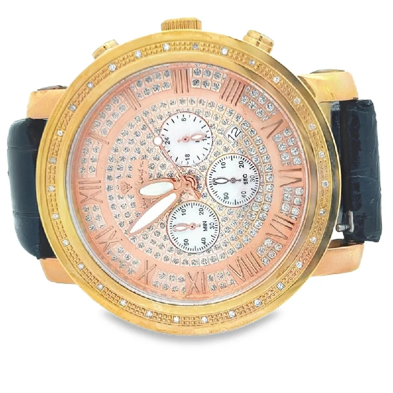 Elegant Watches with Swarovski Crystals for Luxury-Rose Gold .30cttw Real Diamond Watch