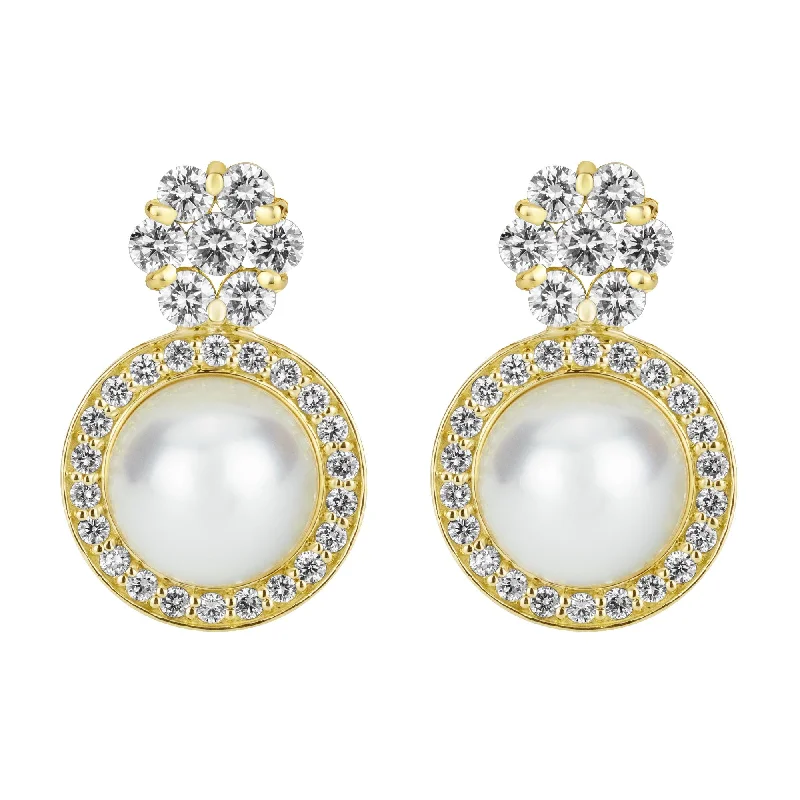 Unique Stud Earrings for Casual Outfits-Earrings - South Sea Pearl And Diamond