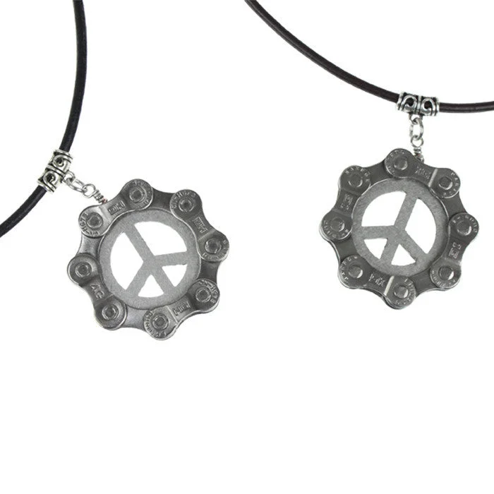 Luxury Crystal Necklace for Glamour-Chain Link Peace Sign Necklace - Wholesale