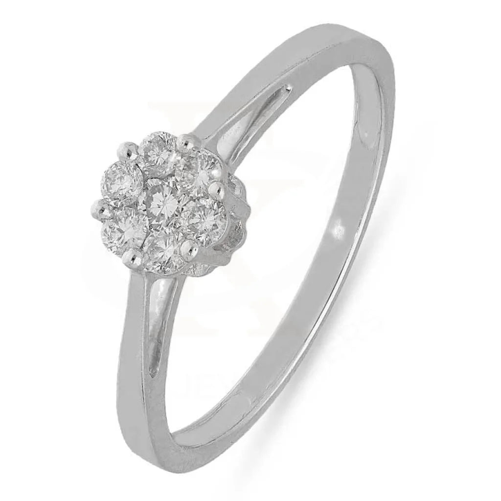 Classic Diamond Ring for Engagement-Diamond Round Cut Flower Shaped Ring in 18KT White Gold - FKJRN18K3124