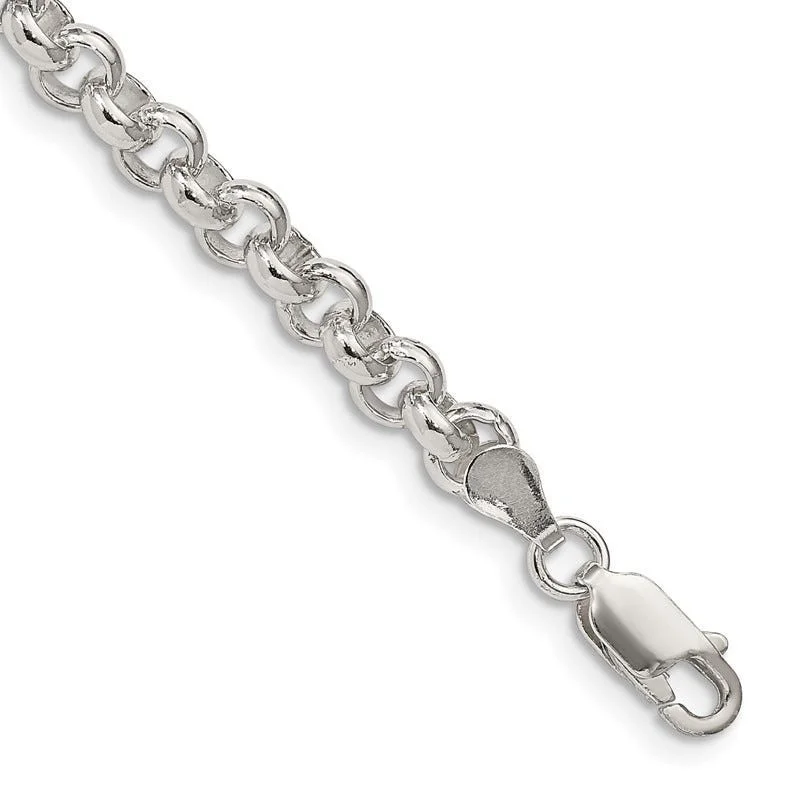 Chunky Bracelets for Statement Look-Sterling Silver 5mm Rolo Chain Bracelet