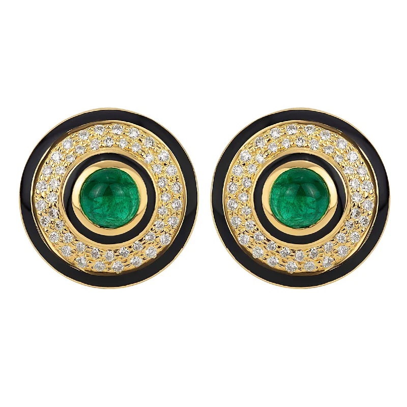 Large Statement Earrings-Earrings - Emerald and Diamond (Enamel)