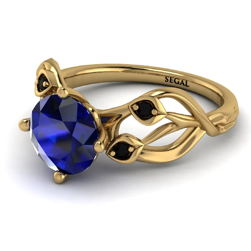 Elegant Vintage Wedding Band-Sapphire Blossom 14K Golden Nature Inspired Engagement Ring - Haley No. 43