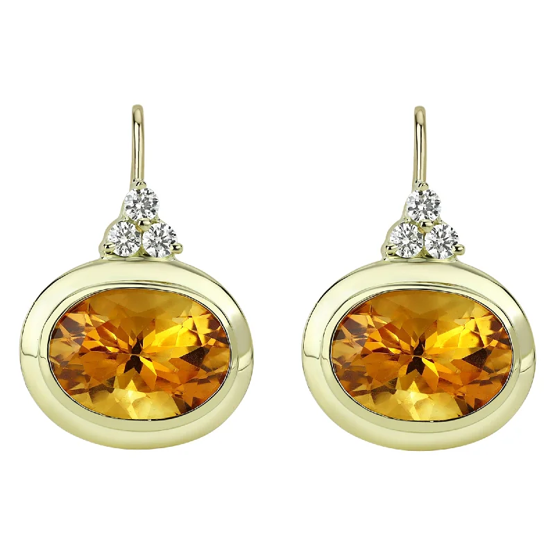 Elegant Pearl Earrings-Earrings - Citrine And Diamond