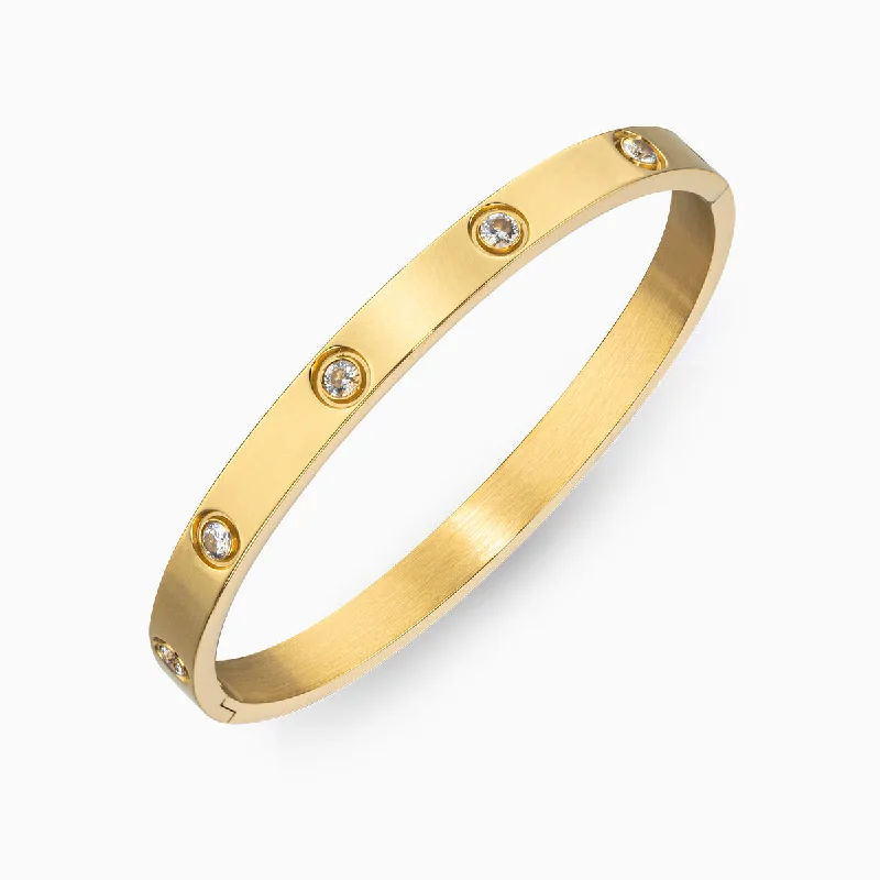 Classic Gold Bangle Set for Weddings-Studded Sparkling Stones All Around Bangle