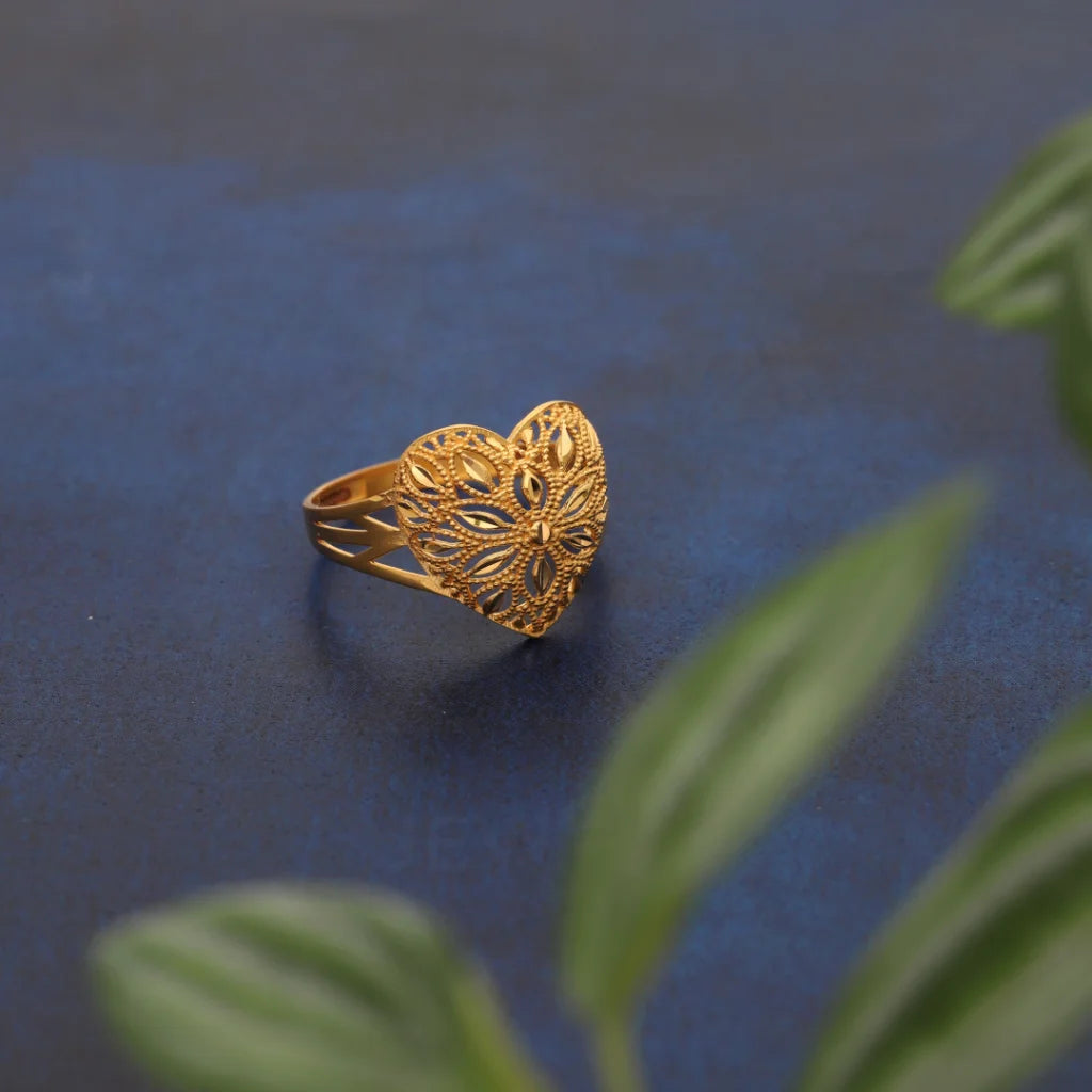 Vintage Sapphire Ring for Special Occasions-Gold Heart Flora Design Ring 21KT - FKJRN21KM8546