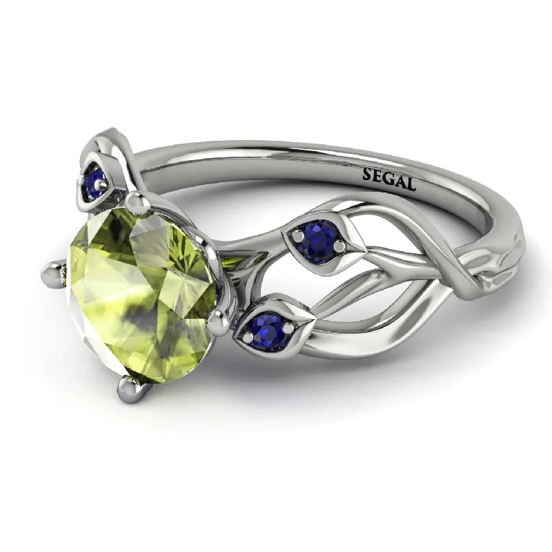 Gold Ring with Gemstones-Peridot Blossom 14K Golden Nature Inspired Engagement Ring - Haley No. 715