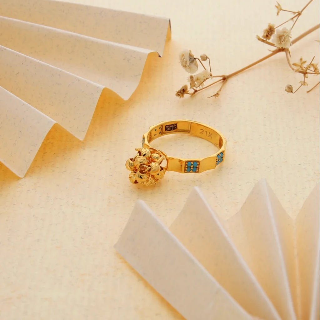 Chunky Gemstone Ring for Statement-Gold Luxury Knot Ring 21KT - FKJRN21KM8497