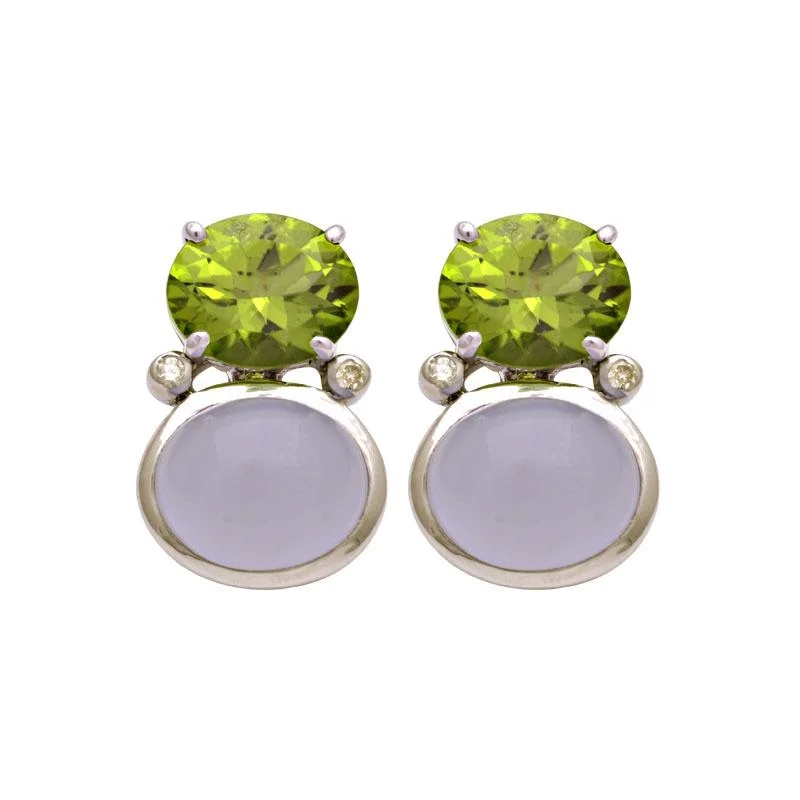 Personalized Name Earrings-Repair - Earrings - Peridot, Chalcedony and Diamond (160ES)